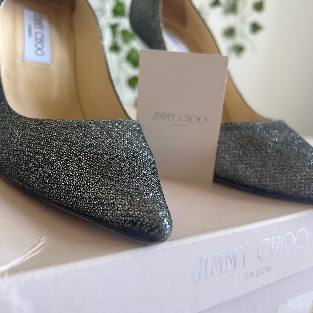 Authentic Lame Glitter- Anthracite Jimmy Choo Heels Size 37.5
